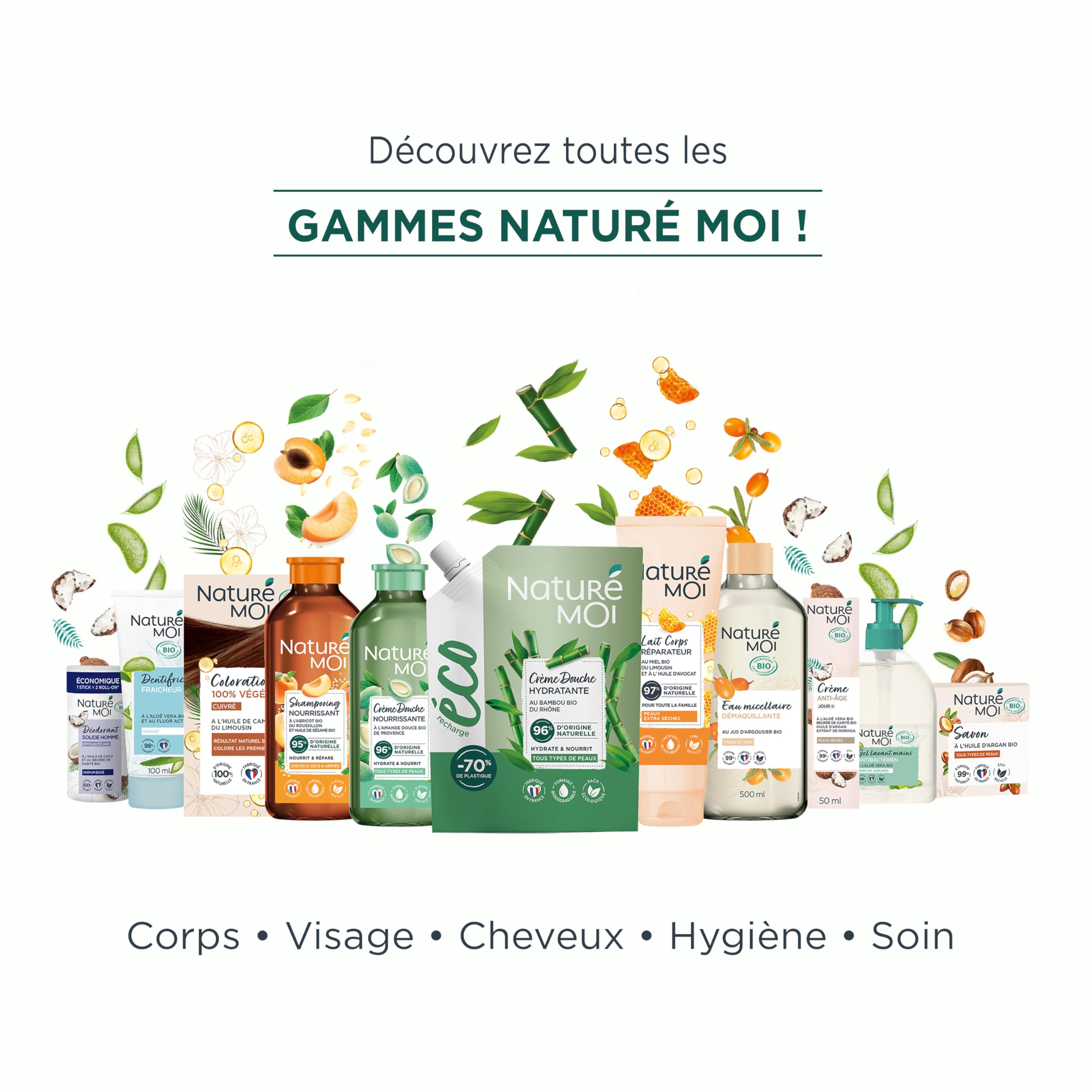Naturé Moi - Après Shampooing Sans Sulfate Extra Doux - Démélant Cheveux Normaux , Douceur, Brillance - Amande Douce Bio - 97% d'Origine Naturelle - 200 ml - Fabriqué en France