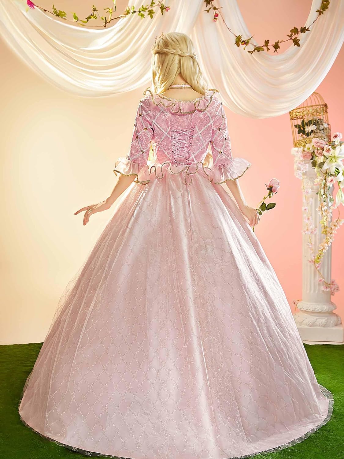 Cosplay.fm Women Princess Cosplay Costume Rococo Ball Gown Victorian Royal Evening Dress Medieval Dress with Crown and Choker