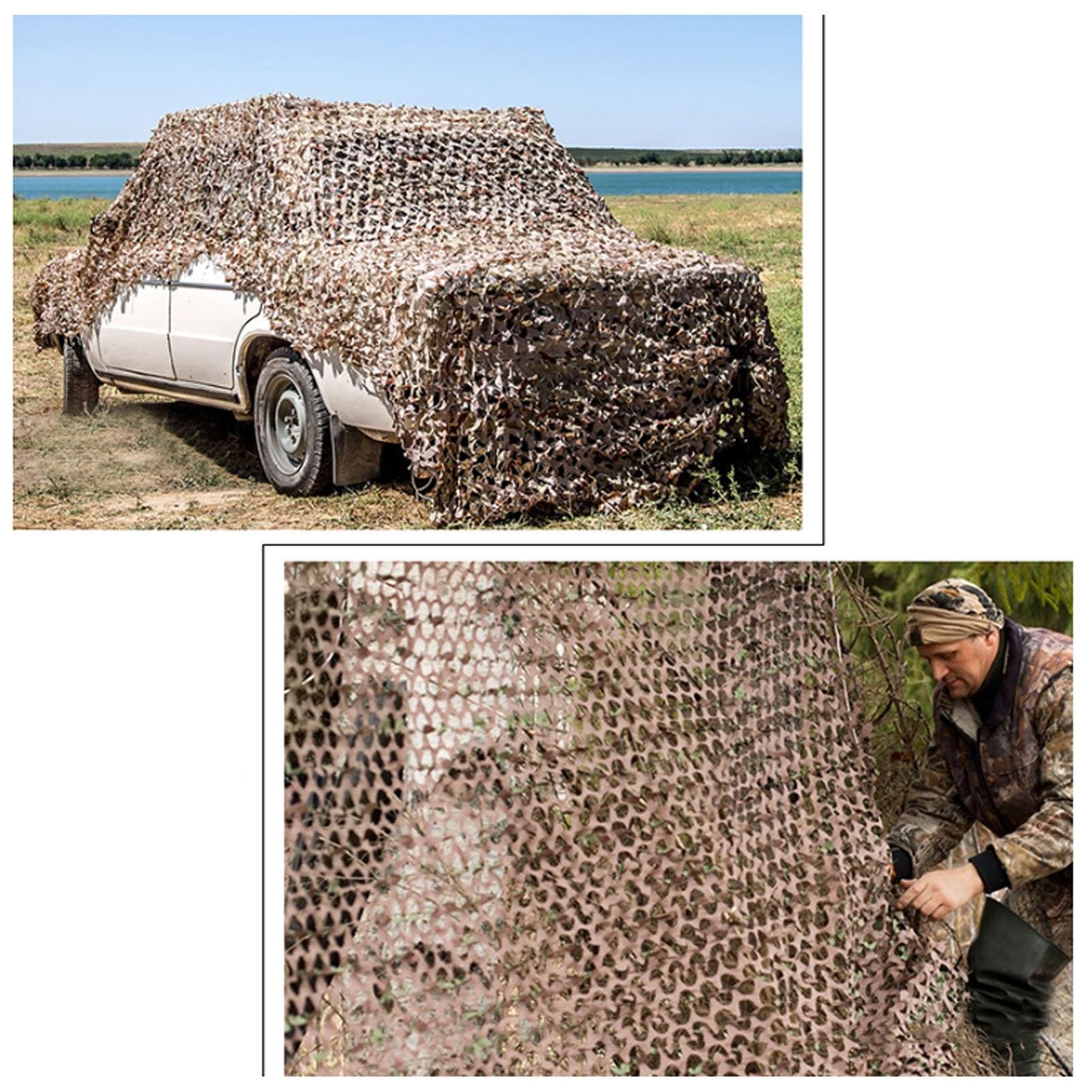 Malla de Camuflaje desértico para protección Solar, Lona Caza, Resistente a desgarros, Color Amarillo, Actividades al Aire Libre, Acampada, observación Aves y Caza(5x8m(16.4 * 26.2ft))