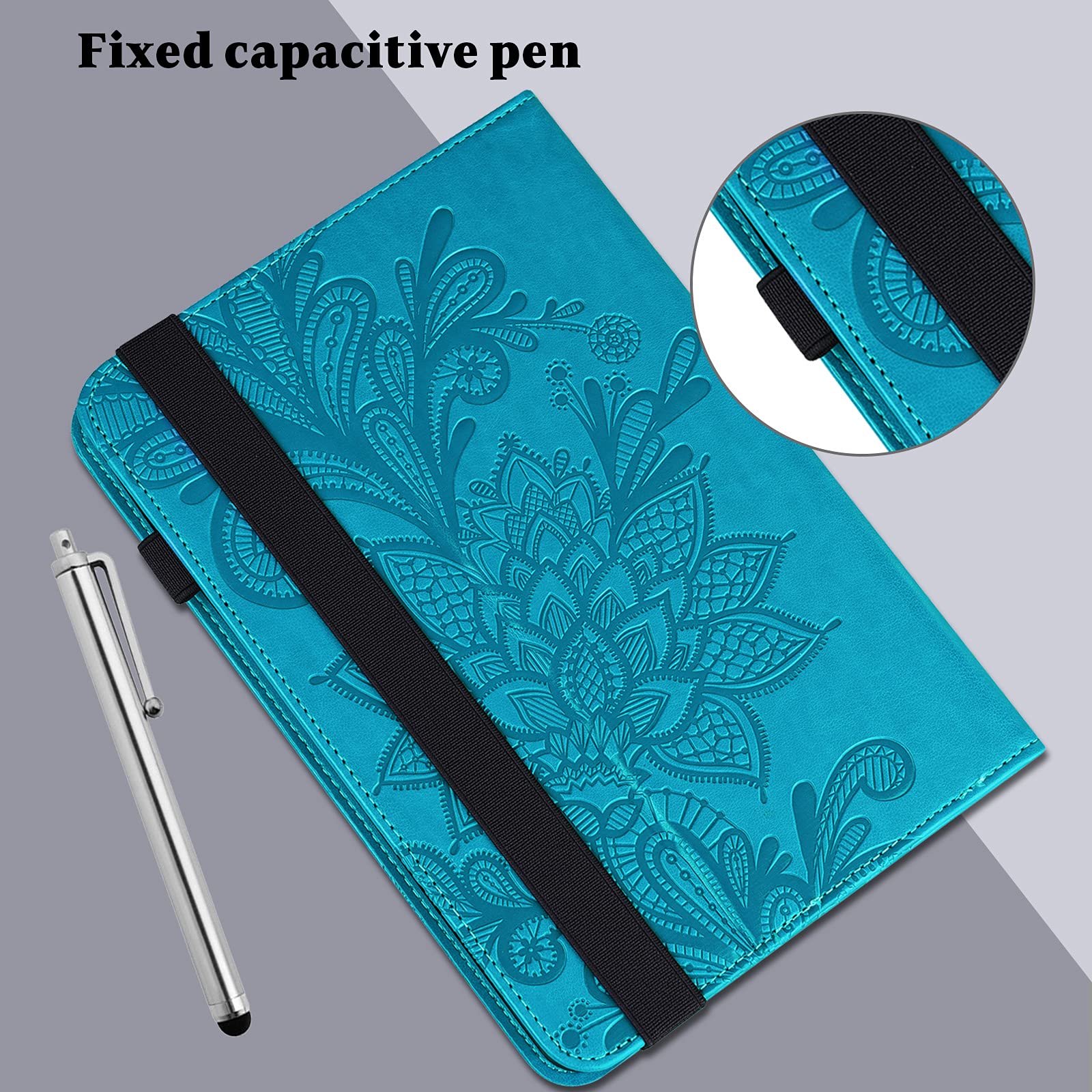 Coque pour Huawei Mediapad M5 Lite 10 Housse avec Stylet,Housse en Cuir PU Portefeuille Multi-Angle Housse Etui Tablette pour Huawei Mediapad M5 Lite 10-Bleu