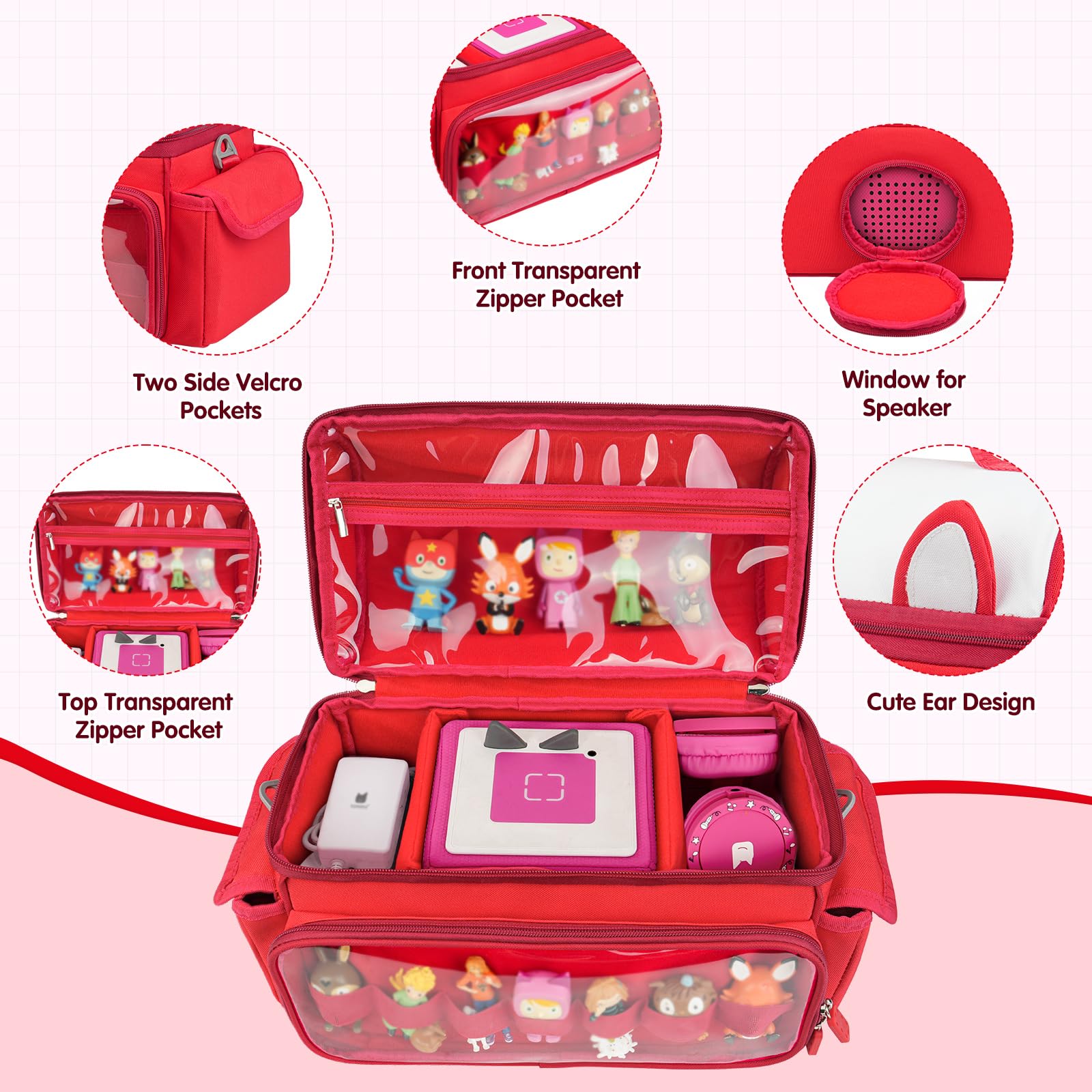 Jaffzora Carrying Case Compatible with Toniebox 2 & 1 Starter Set,Cute Storage Bag for Tonies Figures Characters,Tonies Headphones & Accessories - Image 3