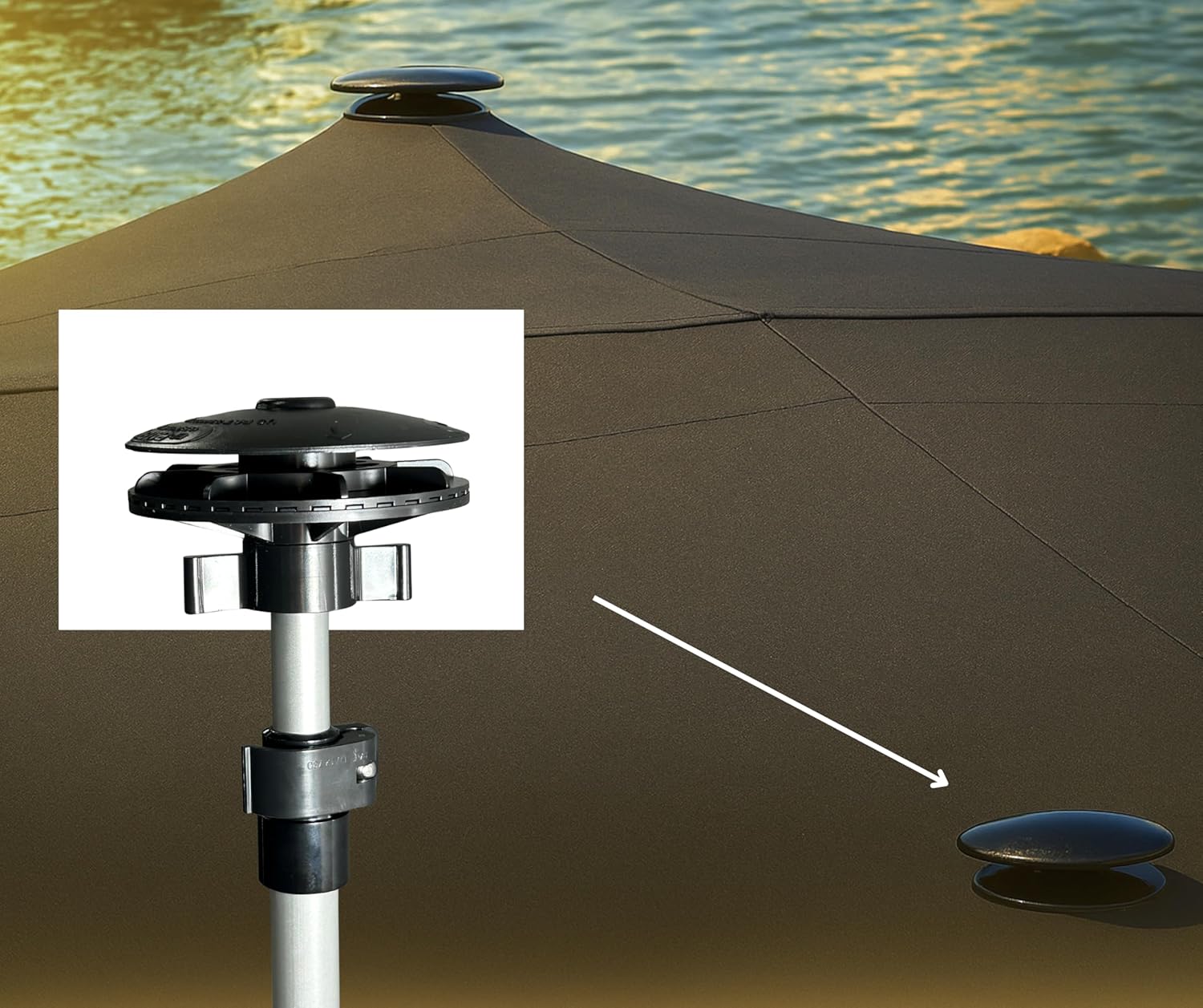 Boat Cover Venting System with Boat Vent 2 - Adjustable Aluminum Support Pole Options up to to 70 Inches - Rubber Crutch Tip - Patented Flip-Lock - Vents Heat and Moisture - Easy Install