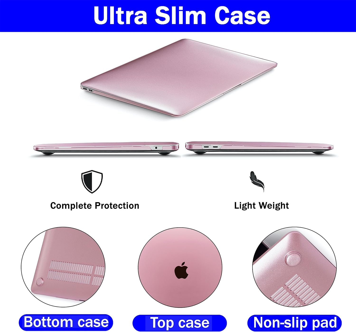 GVTECH Case for MacBook Air 15 inch, 2026 2025 2024 2023 M5 A3448 M4 A3241 M3 A3114 M2 A2941 Chip with Liquid Retina Display, Plastic Hard Shell, Keyboard Cover, Screen Protector, Metallic Rose Gold