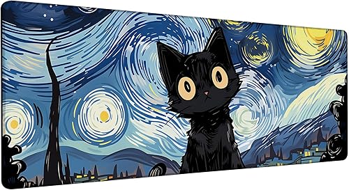 Miniatura 21 de Highland Cow Starry Night - Alfombrilla de mouse grande para escritorio, teclado extendido, alfombrilla de mouse de anime con base antideslizante y