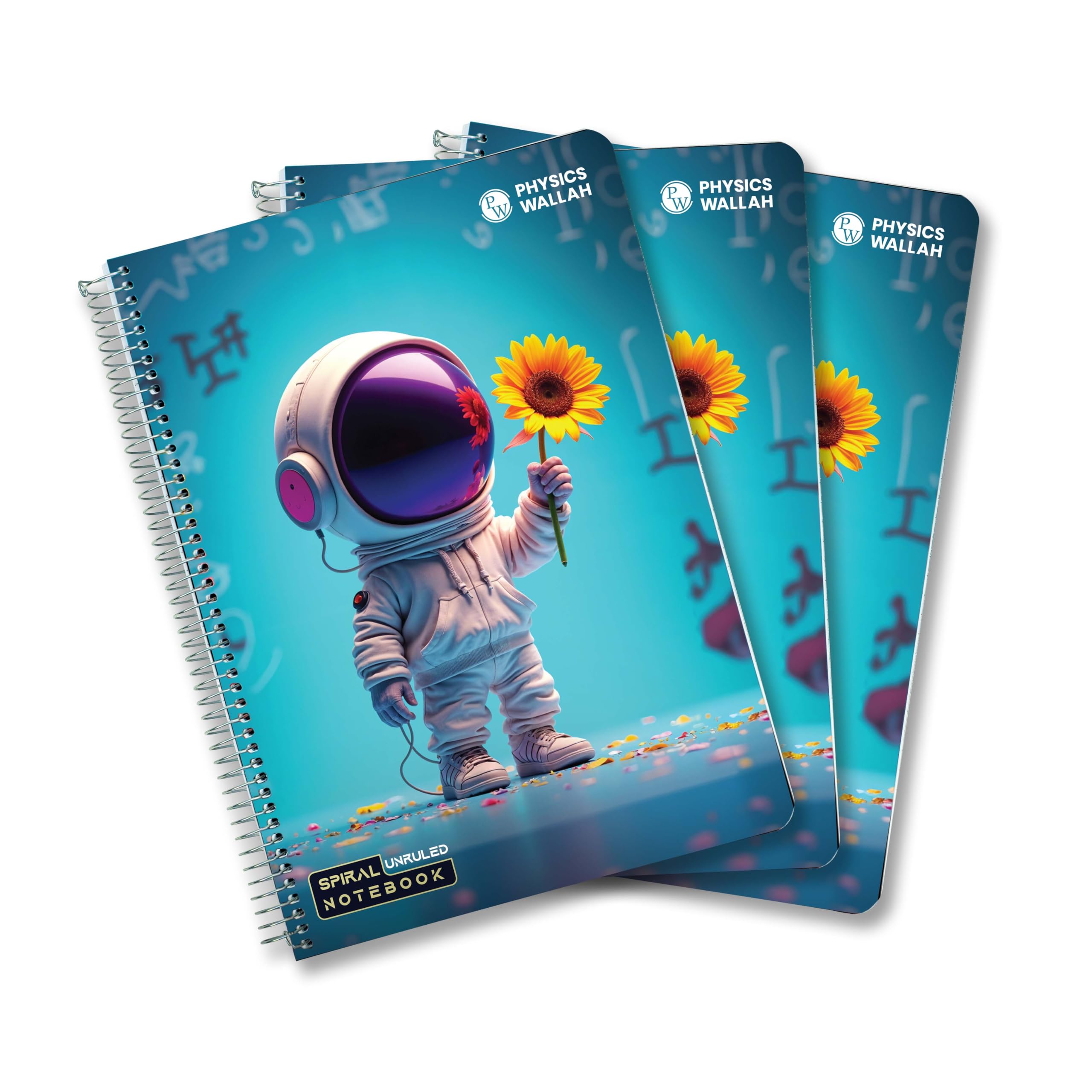 PW Physics Wallah notatnik A4, 300 stron, oprawa spiralna, zestaw 3 kombi, zeszyty dla studentów i biura, spiralny rejestr do pisania i robienia notatek, 3 szt., zestaw 3 szt