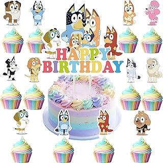 Blue Dog Birthday Party Supplies, 25PCS Blue Dog Cake Topper Decorations Cupcake Toppers for Kids Party Favor