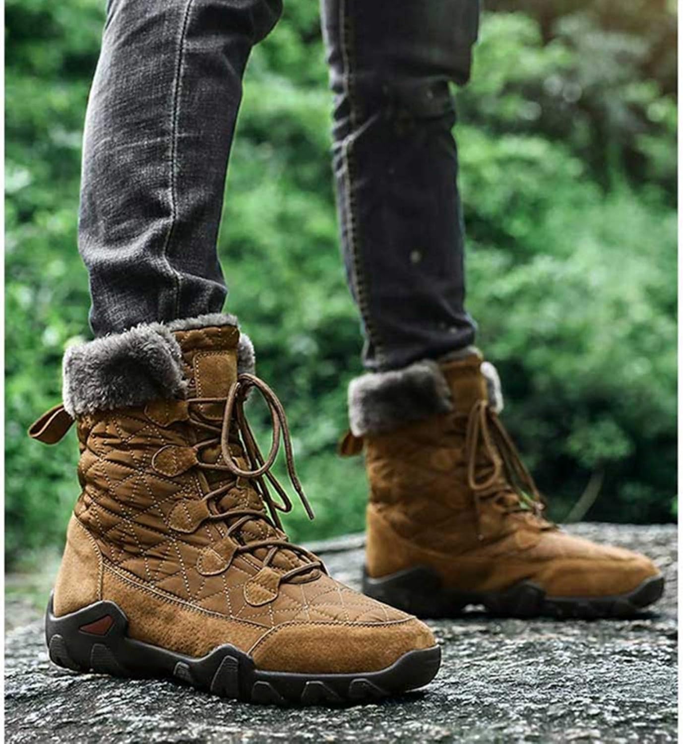 [PANLON] 防寒靴 スノーブーツ メンズ 痛くない ブラウン ムートンブーツ 防寒シューズ 冬用 軽量 防滑 大きいサイズ 防