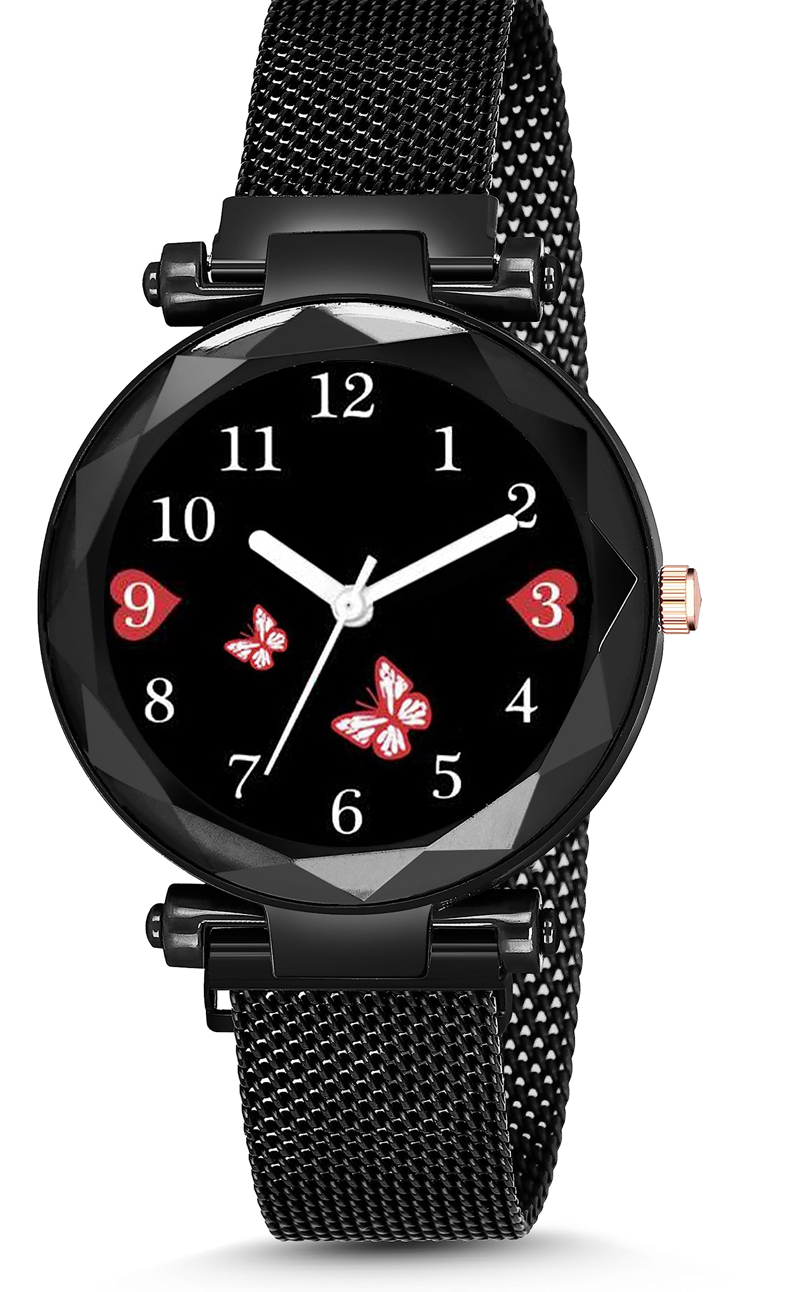 STYLEDOSEExclusive Branded New Titli Designed Butterfly Dial Analogue Quartz Magnet Strap Watch for Women or Girls and Watch for Girl or Women or Stylish Ladies (Black Dial)