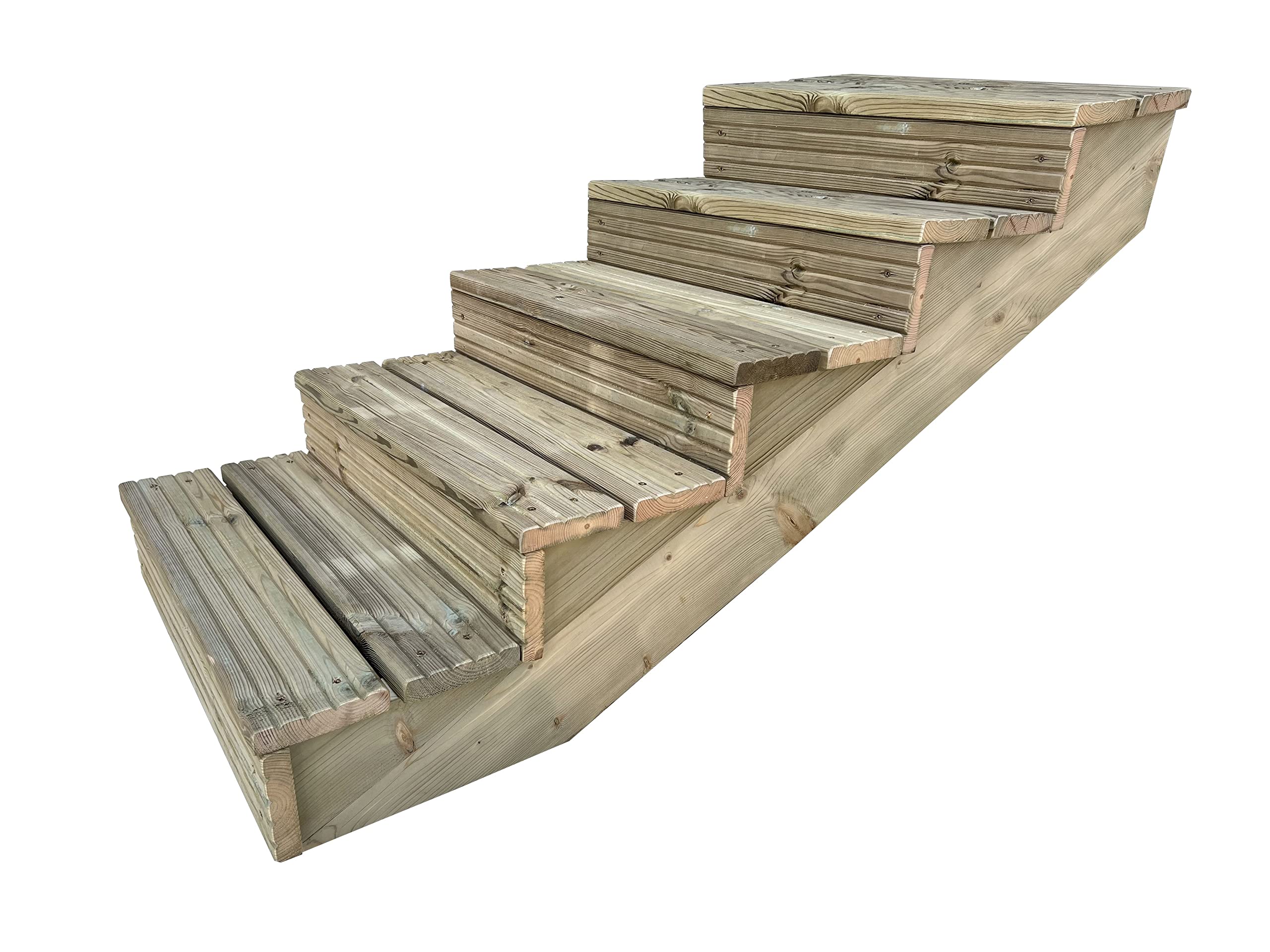 Arbor Garden Solutions decking step stringer kit, raised garden stairs (5 steps, 90cm width, rustic brown finish) โ image 1