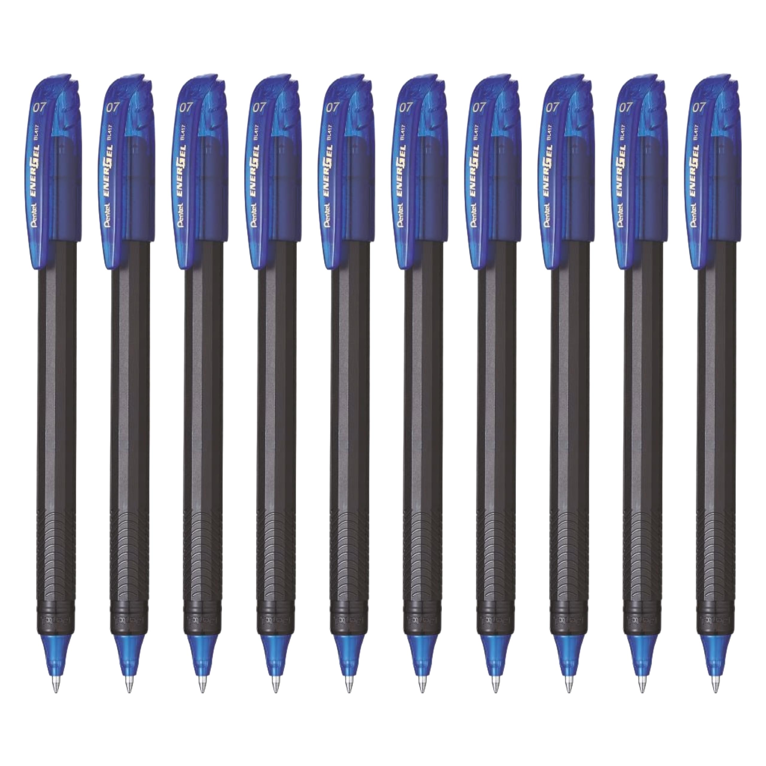 EnerGel 0.7mm Roller Gel Pen | Quick Dry Ink For Smudge-Free Writing | Lightweight Gel Pen For Smooth Writing Experience | Blue Ink, Pack of 10 Pens (BL417)