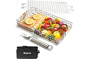 Adjustable Grill Basket with Removable Handle, Perfect for Fish