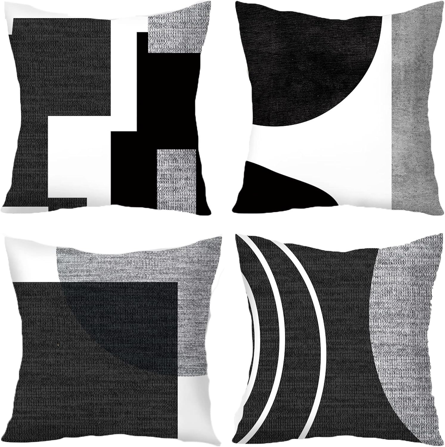 YMQIANYU 4 Piece Geometric Black Throw Pillow Covers Set