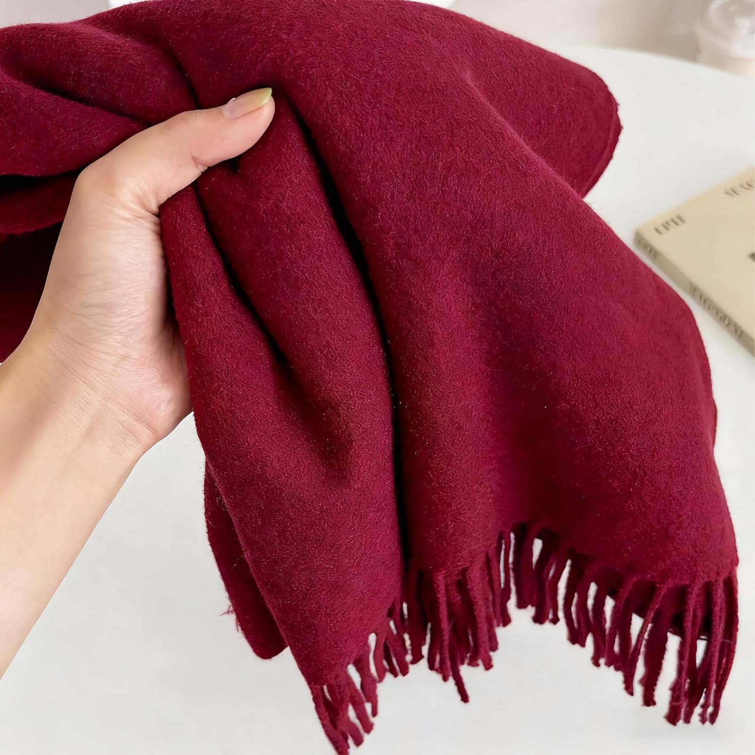 Winter Fall Scarf for Women Men - Large Cashmere Feel Tassels Shawl Soft Warm Solid Color Scarf (78''*26'') - Image 6
