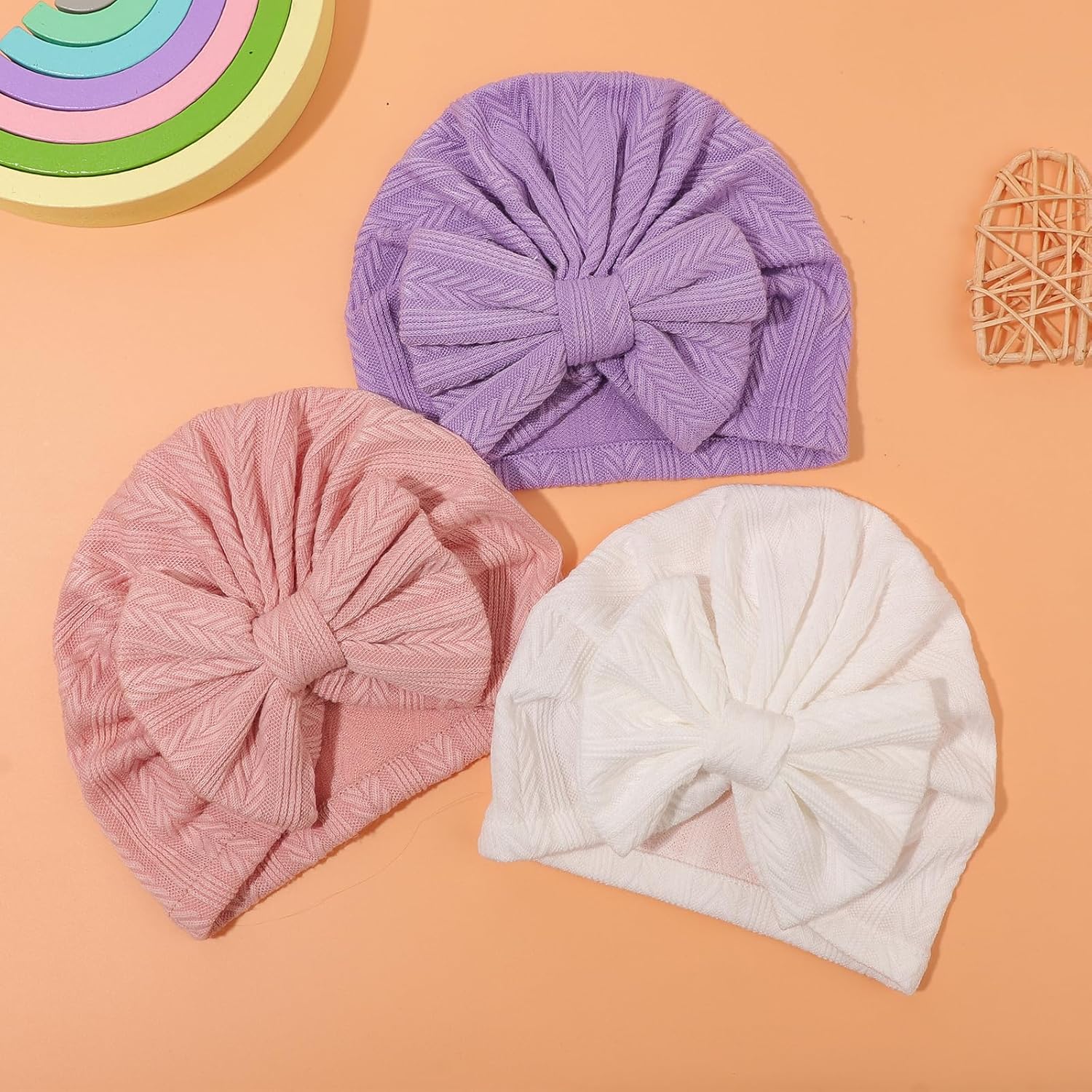 Newborn Baby Girl Hats with Bow Toddler Infant Beanie Cap Newborn Hospital Hats for Baby Girl Kid 0-12 Months - Image 3