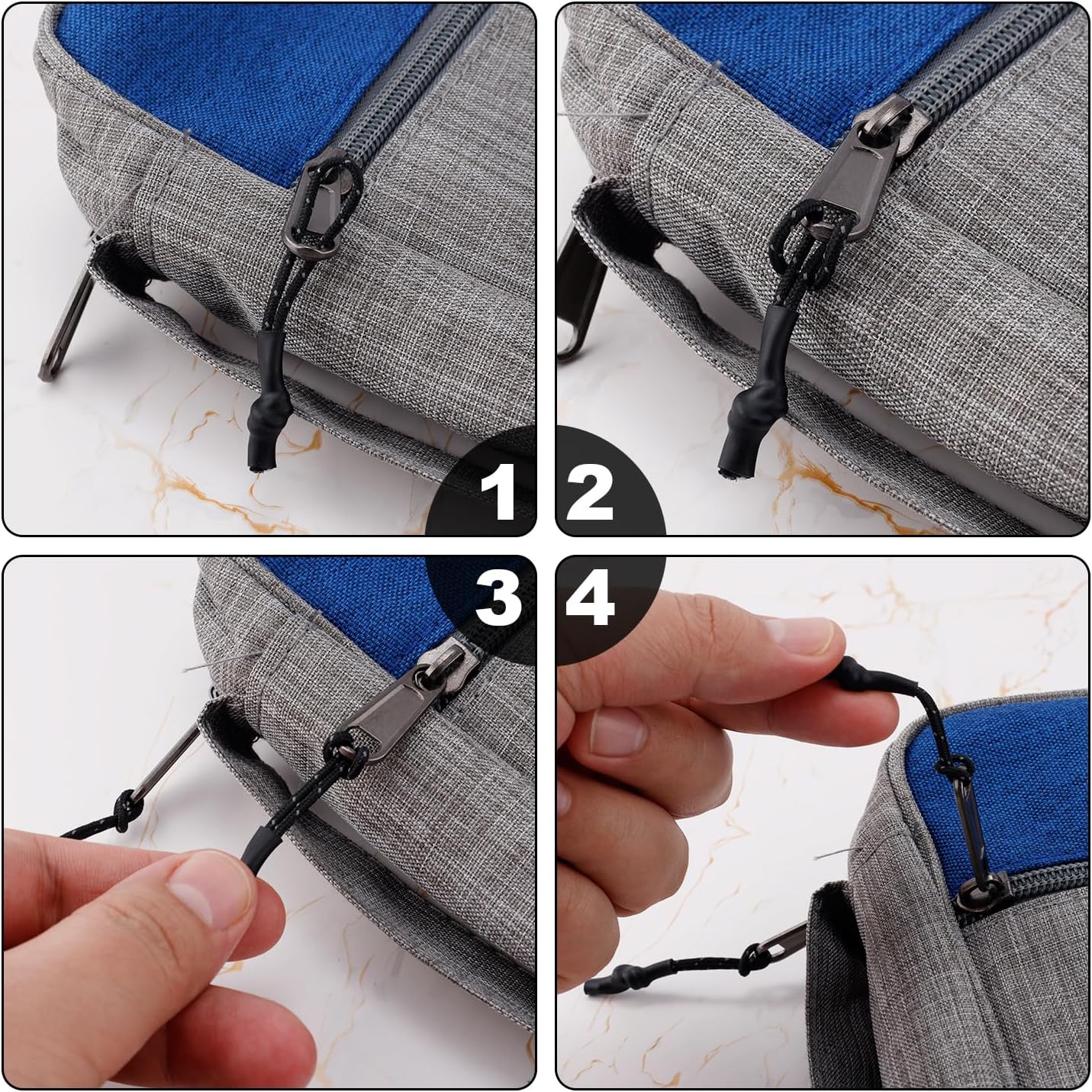Gosknor 8pcs Zipper Pulls, Nylon & Plastic, Black, ZIPPER FASTENER, Daily Living Zipper & Buttoning Aids, For Bags & Apparel, Model 13066
