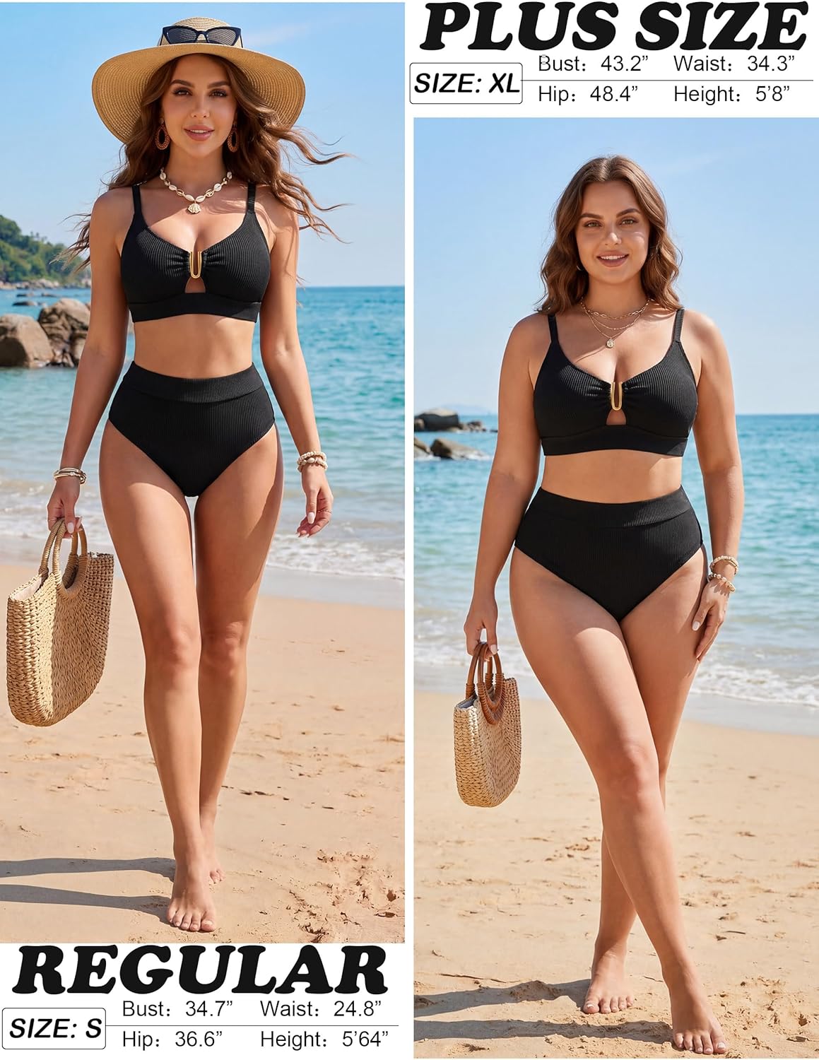 BMJL Womens High Waisted Bikini Sets Ribbed Two Piece Swimsuit V Neck Cutout Lace Up Back Bathing Suit 2026 Summer