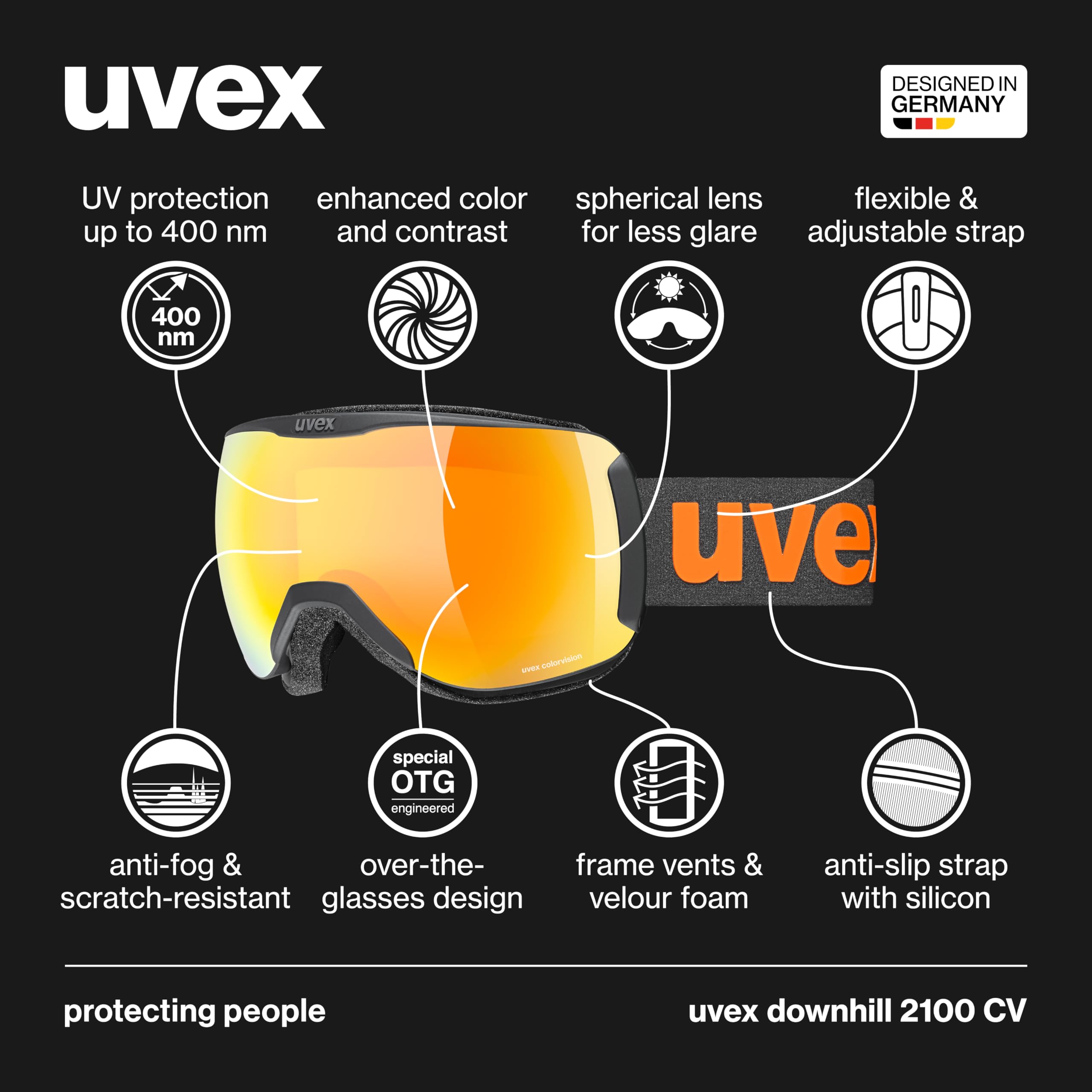 Uvex Uvex Downhill 2100 CV maschera da sci Unisex - Adulto (Pacco da 1)