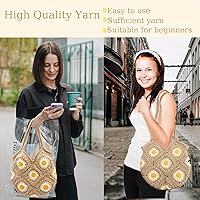 Vista 7 de Uongeod Kit de ganchillo para principiantes, bolsa de mano de margarita, kit de tejido cuadrado de abuelita, con tutoriales en video paso a paso