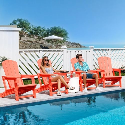 Miniatura 5 de Silla Adirondack, sillas de patio con soporte para tazas, Adirondack de plástico sin tornillos para instalación, funiture al aire libre para patio