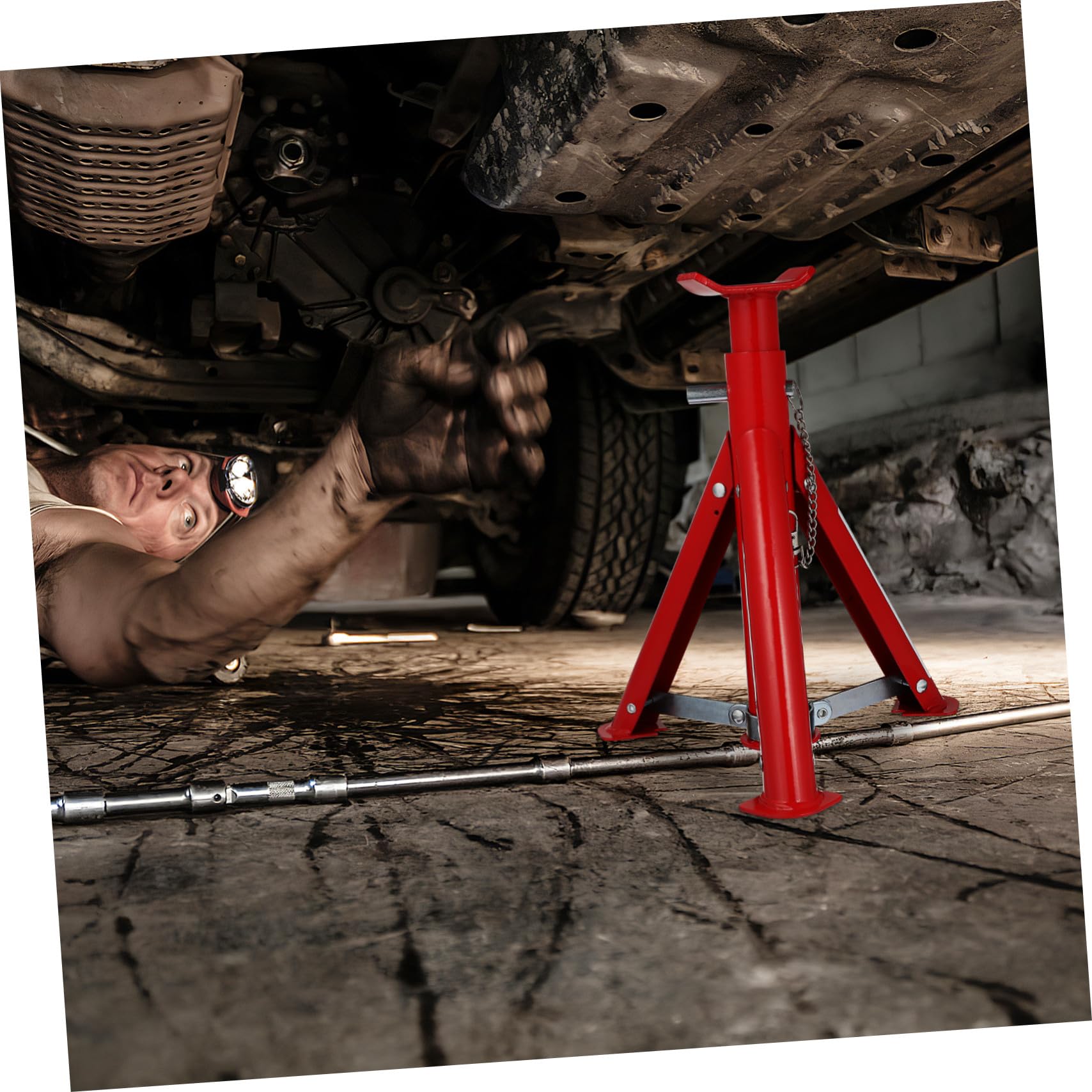 Hemobllo Chandelles pour Voitures en Acier Carbone 3 Tonnes, Jeu de 2 Pièces Pliables avec Design Antidérapant pour Levage et Réparation Automobile Sécurisée