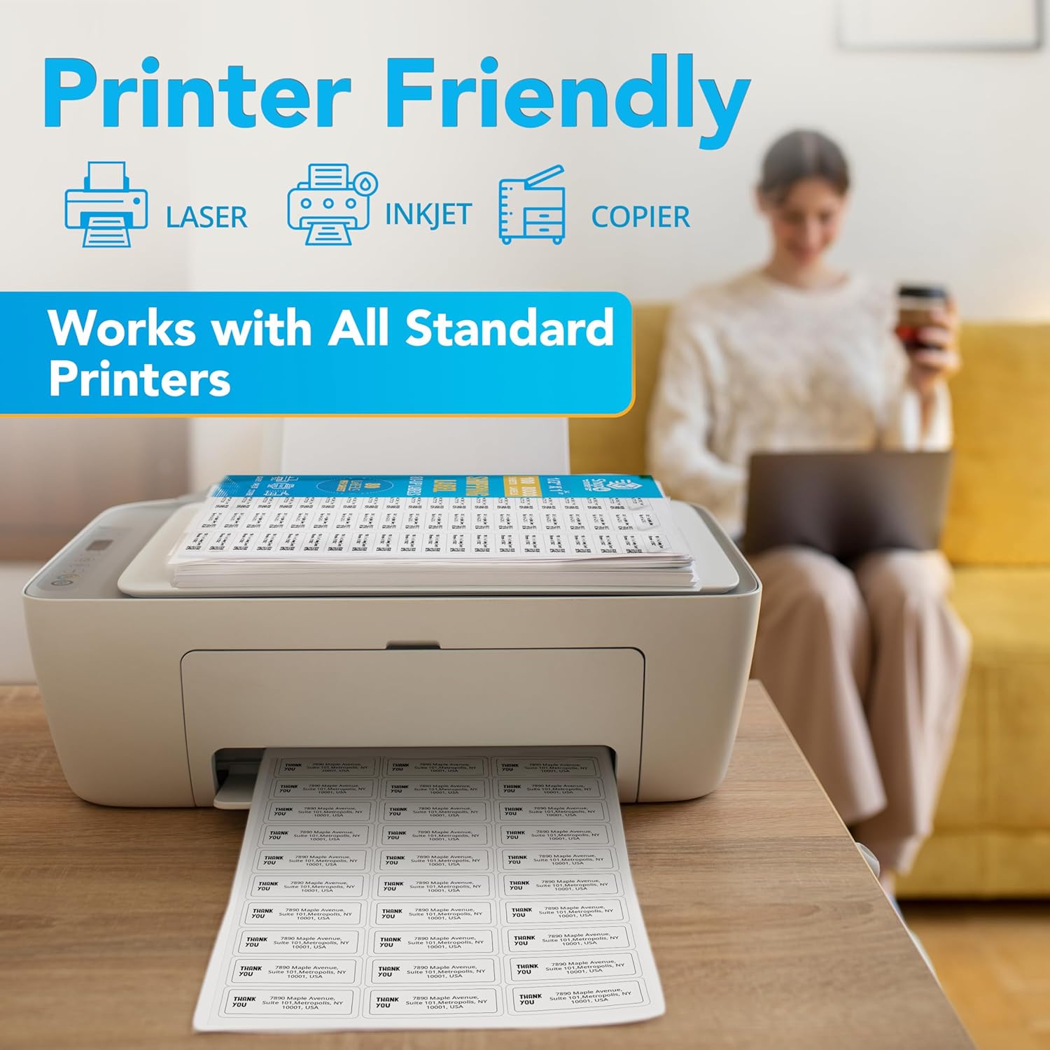 Shop4Mailers 30-Up White Permanent Self Adhesive Shipping Labels 1” x 2 5/8” Easy Peel Stickers for Laser & Inkjet Printers - 100 Sheets - 3,000 Count Labels - Image 3