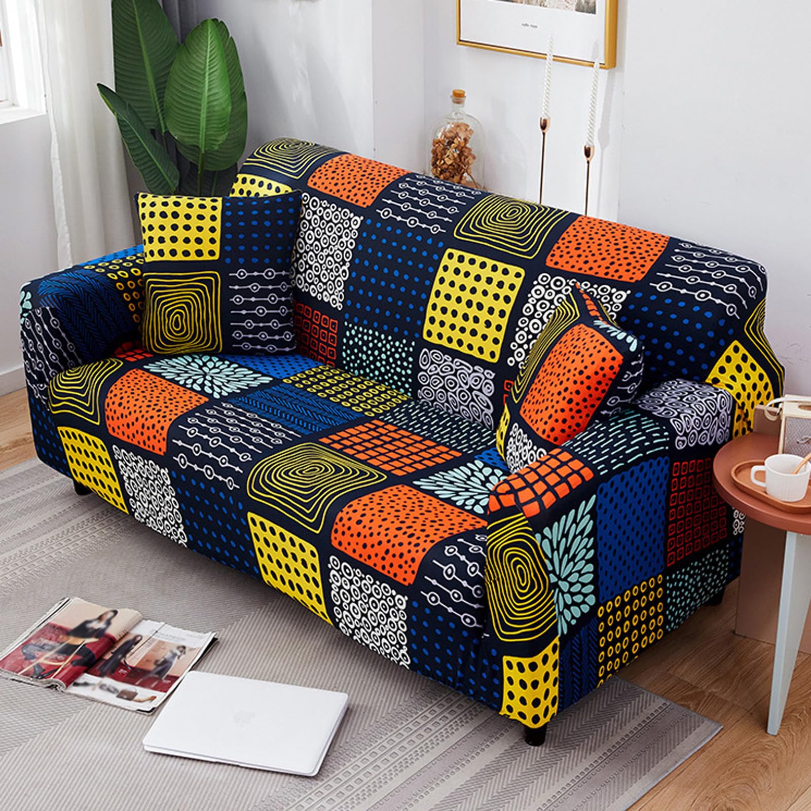 Yujoqup G Sofa Cover 1 2 3 4 Seater, Printed Stretch Sofa Slipcovers Universal All-Inclusive Couch Protector For Loveseat Settee(Size:double (145-180Cm),Color:g)