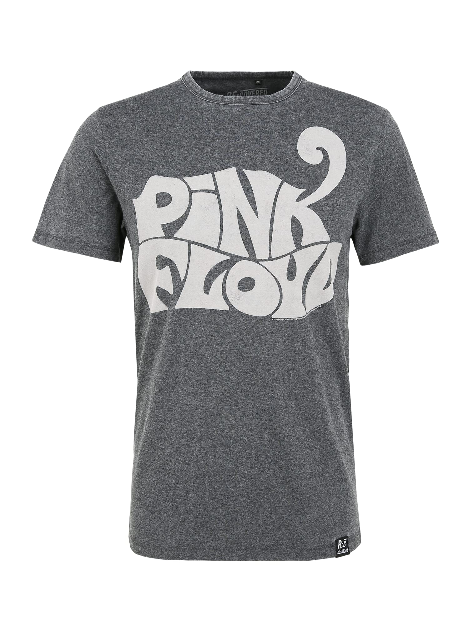 RecoveredMen's Pink Floyd Rock Band Logo Print Charcoal T-Shirt