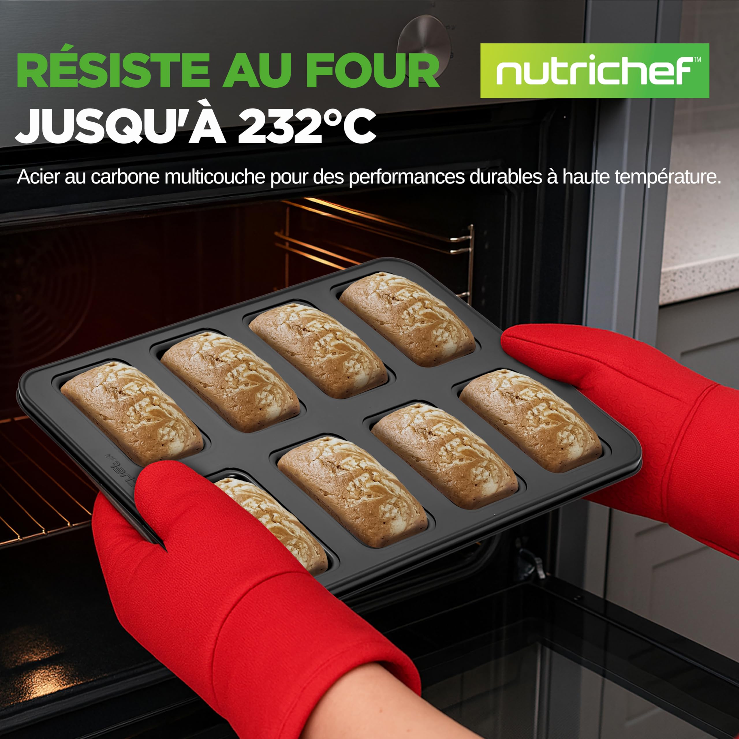 NutriChef Set Complet 42 pcs de Pâtisserie – Acier Carbone, Moules, Outils, Gants, Idéal pour Pâtisserie & Cuisine Quotidienne, Noir