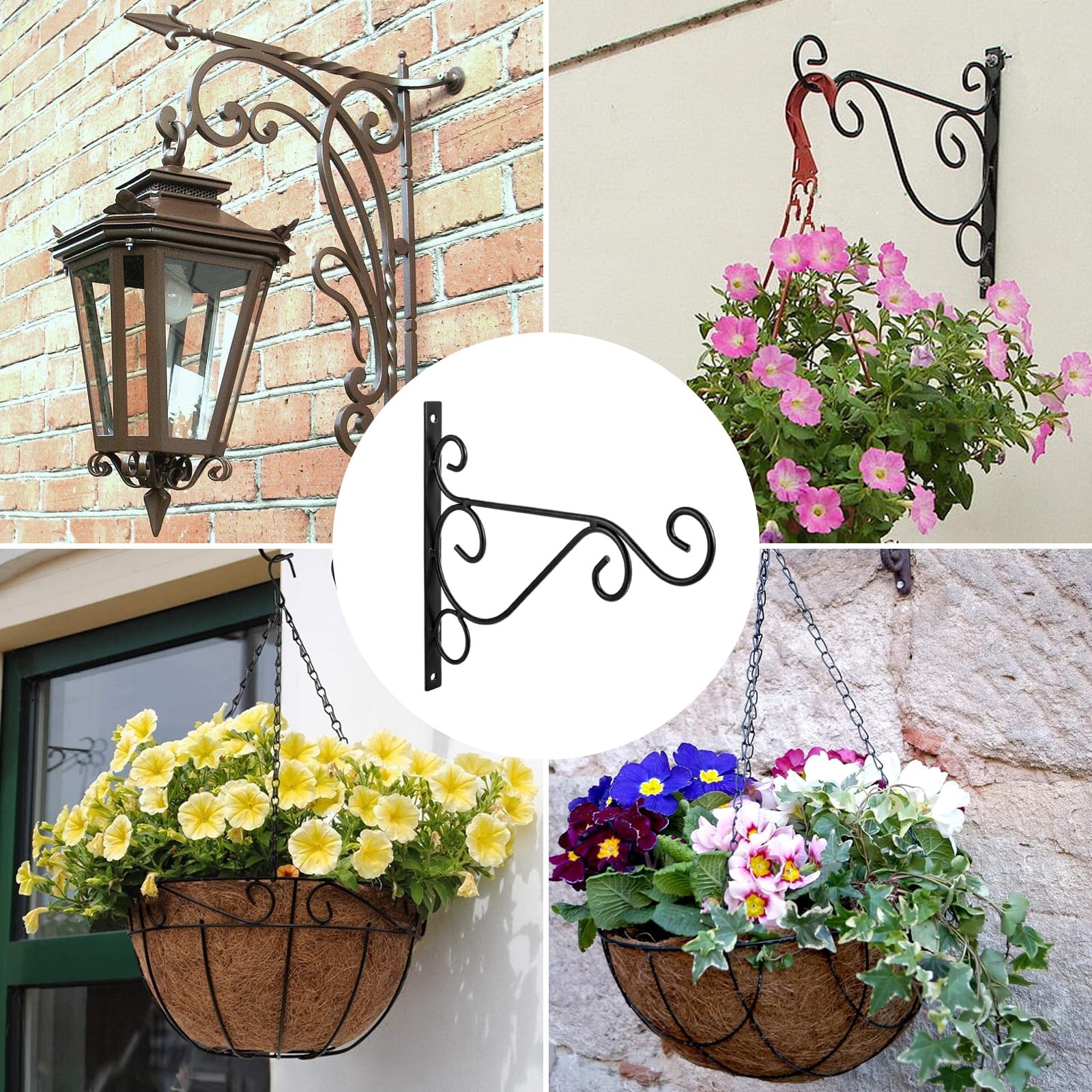 ASelected Lot de 4 crochets muraux en fer pour suspension de plantes
