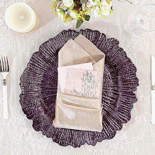 Miniatura 2 de Efavormart - Paquete de 6 platos de carga redondos de plástico morado de 13 pulgadas, con borde con volantes, para bodas, eventos