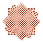 Gatherfun Disposable Paper Napkins 3-ply Orange and White Gingham Beverage Napkins for Dinner, Picnic, Birthday Party6.5X6.5 in, 50-Pack)