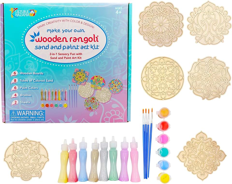 Wooden Rangoli DIY Sand Paint Art Kit