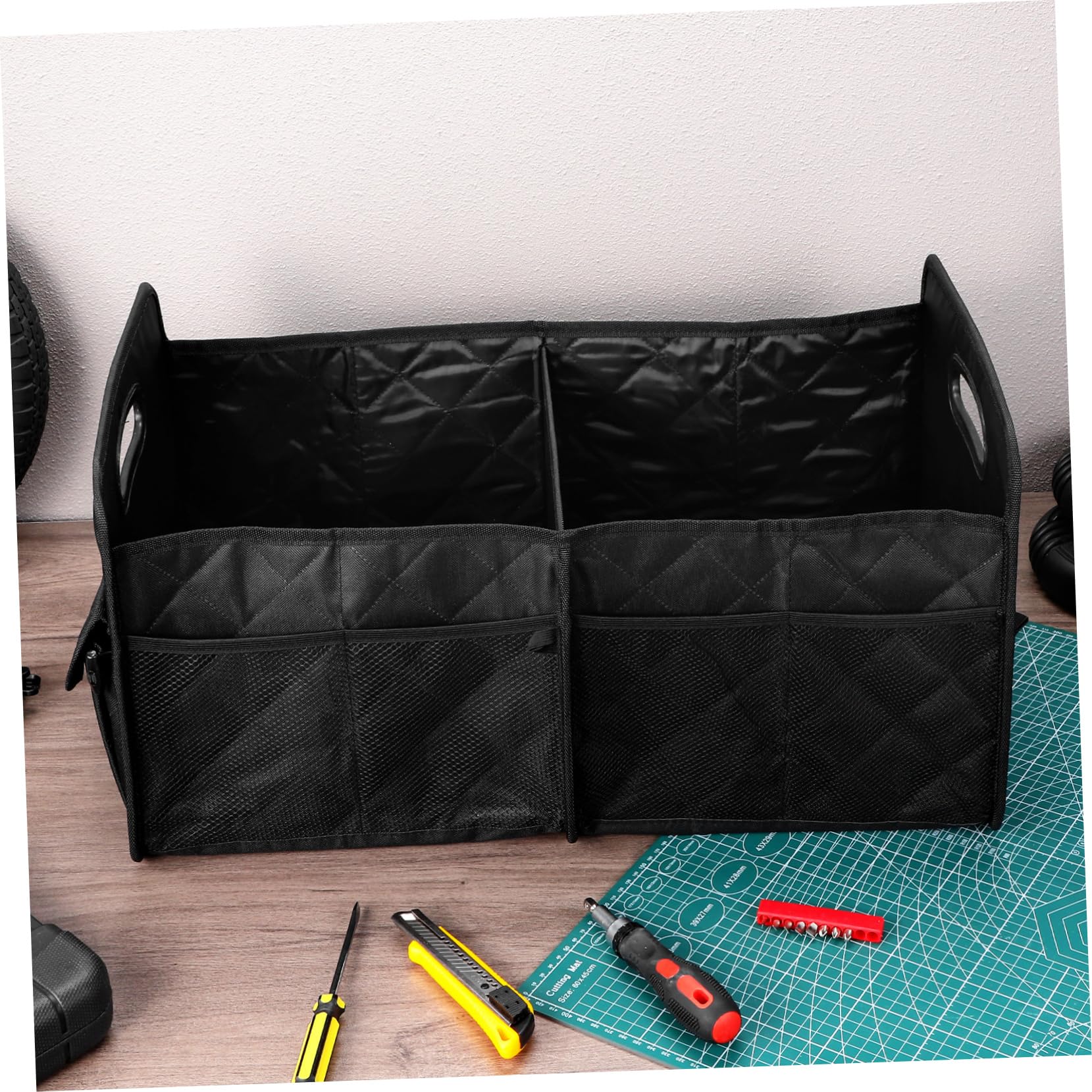 Kofferraumtasche Auto Organizer Schwarz Oxford mit Getrennten Fächern
