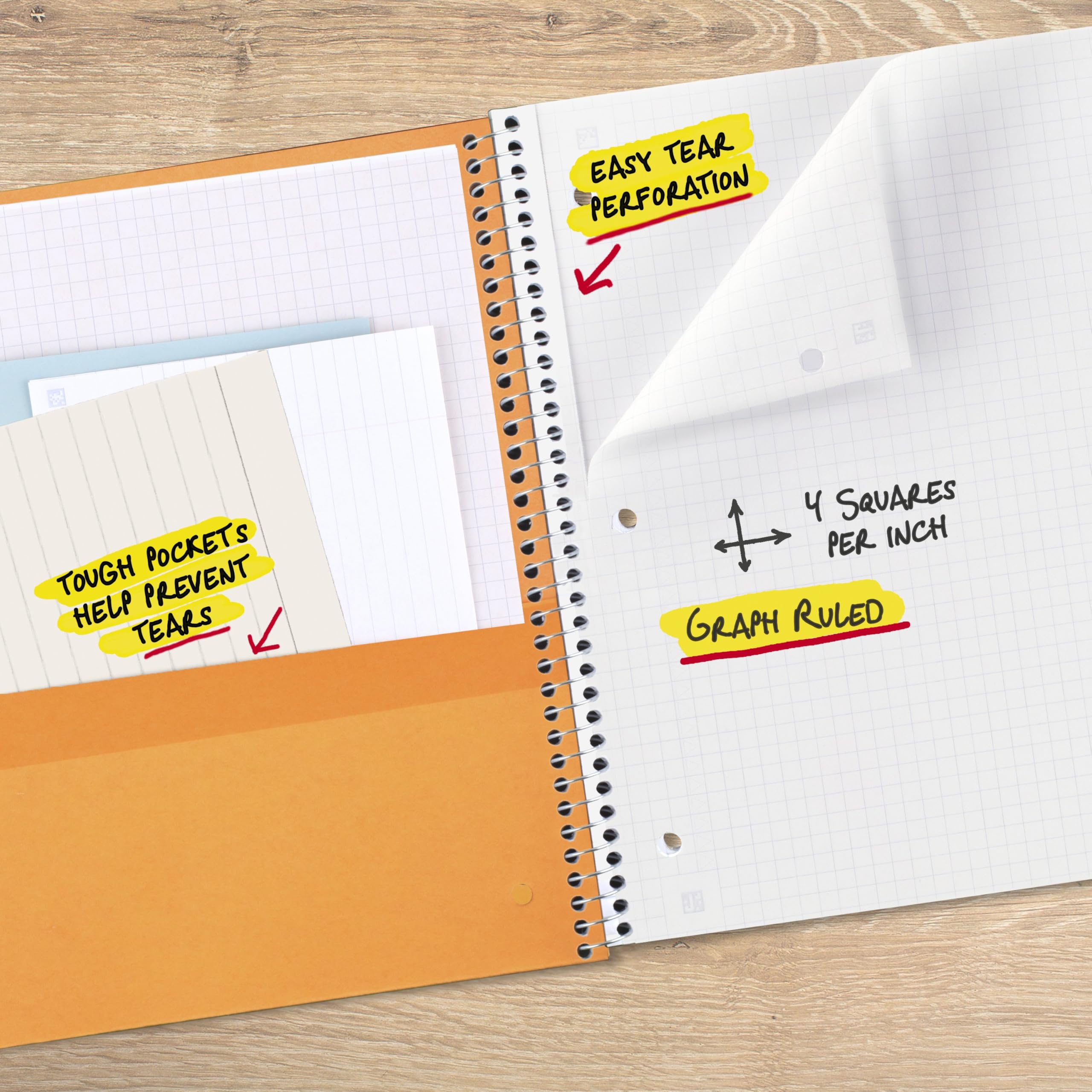 Five Star Spiral-Notebook, 1-Subject, Graph Ruled Paper, 11