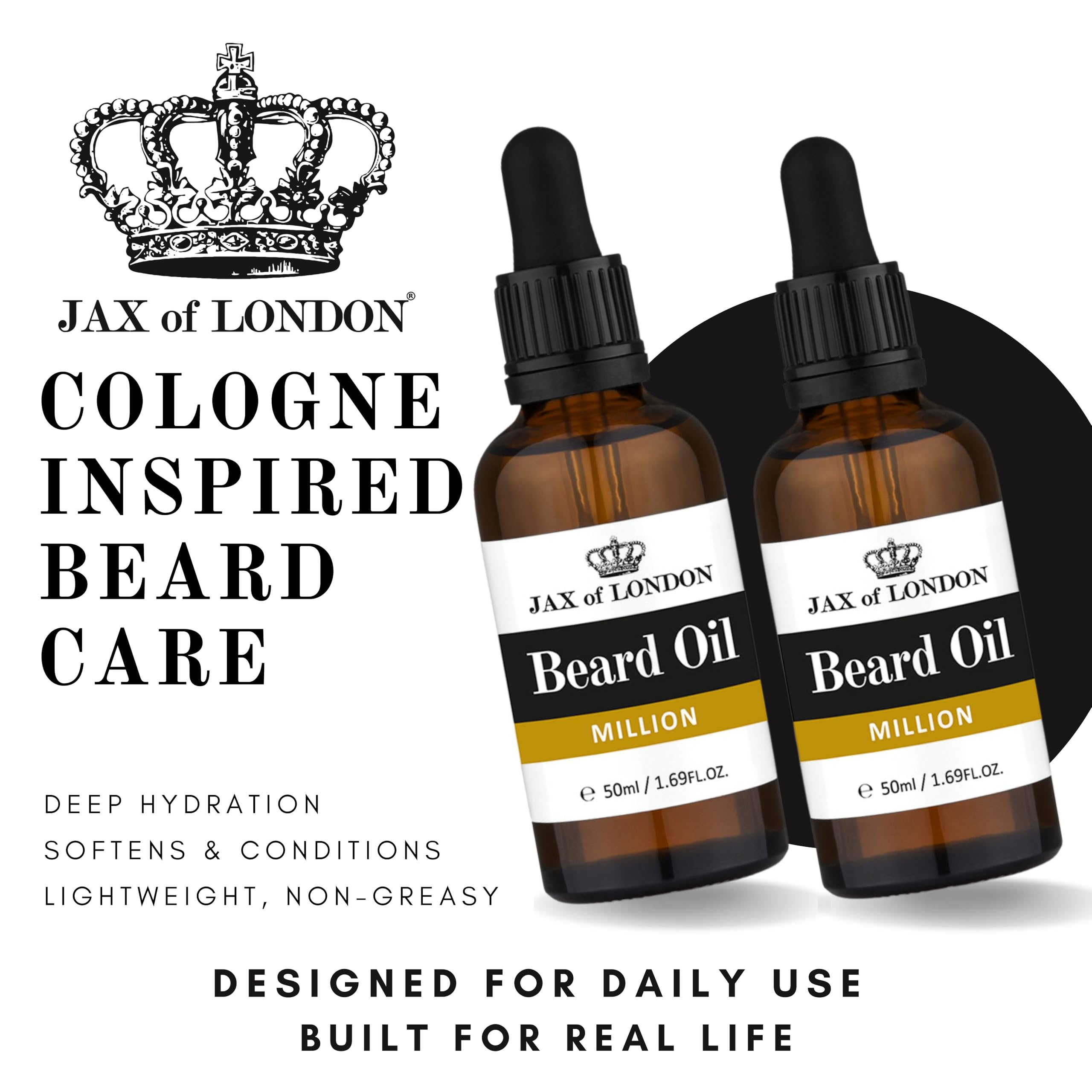 Inspired Fragrance - Olio da barba profumato dopobarba per la crescita e il condizionamento della barba, olio di jojoba, olio di argan, vitamina E, prodotto nel Regno Unito, varie