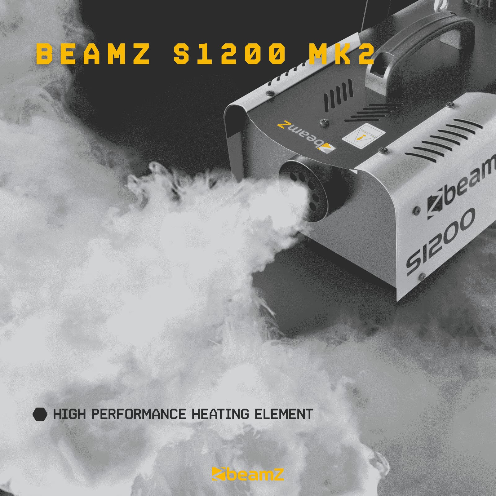 BeamZ S1200 MKII - Máquina de niebla 1200W con bolsa, máquina de humo para fiestas con líquido, intervalo, temporizador, DMX, depósito de 2,5 litros, niebla para fiestas disco para DJs, fiestas