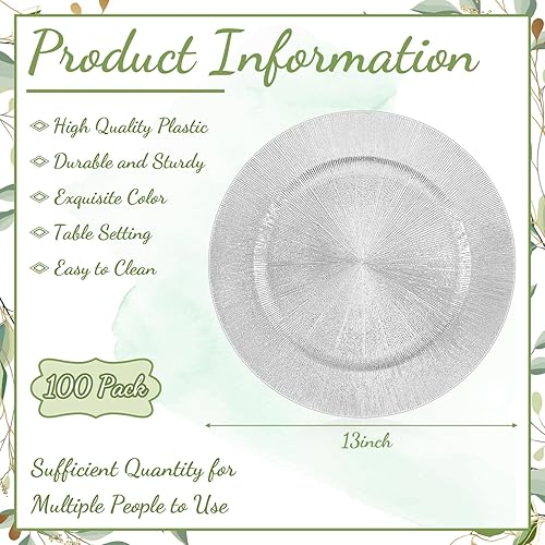 Miniatura 41 de Tanlade 50 Pcs 13 Inch Charger Plates Bulk Round Wedding Chargers Plastic Dinner Plates for Table Setting Wedding Party Decoration (Gold)