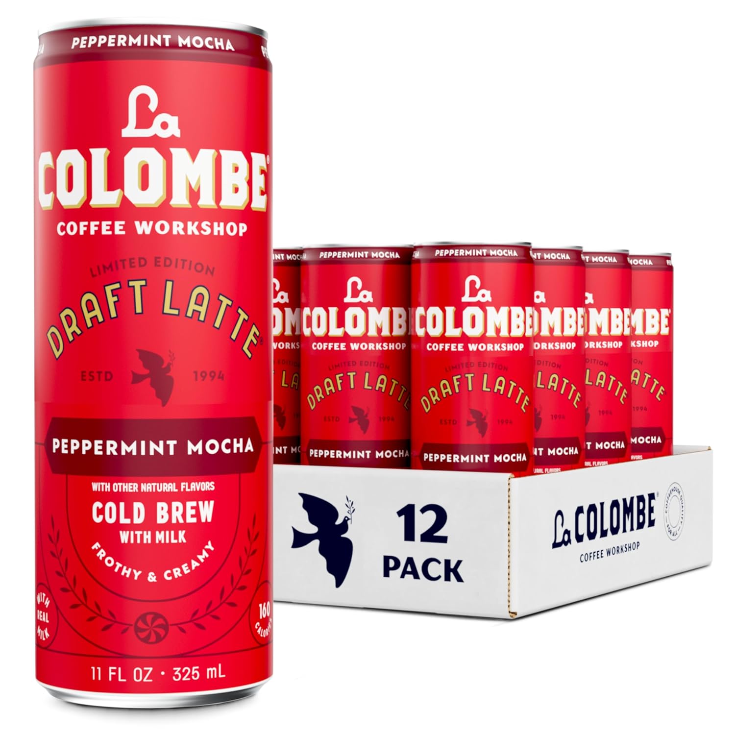 La Colombe Coffee, Peppermint Mocha Latte, 11 fl oz Cans (Pack of 12)