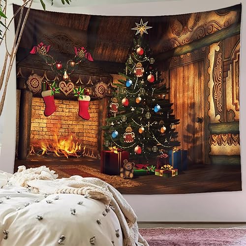 Miniatura 4 de Tapiz navideño para colgar en la pared, divertido tapiz de pared de Navidad, caja de regalo, tapiz de pared, cálido invierno, pesadilla, decoración