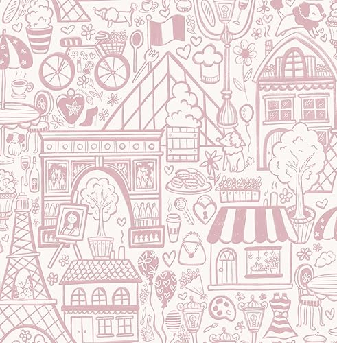 NuWallpaper Oui Paris - Papel tapiz autoadhesivo rosa