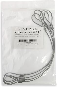 Universal CableTether - Cable Tethers (4 Pack) - Adjustable, Pre-Assembled, Secure Conference Display Adapters, Mac Adapters, VGA Adapters