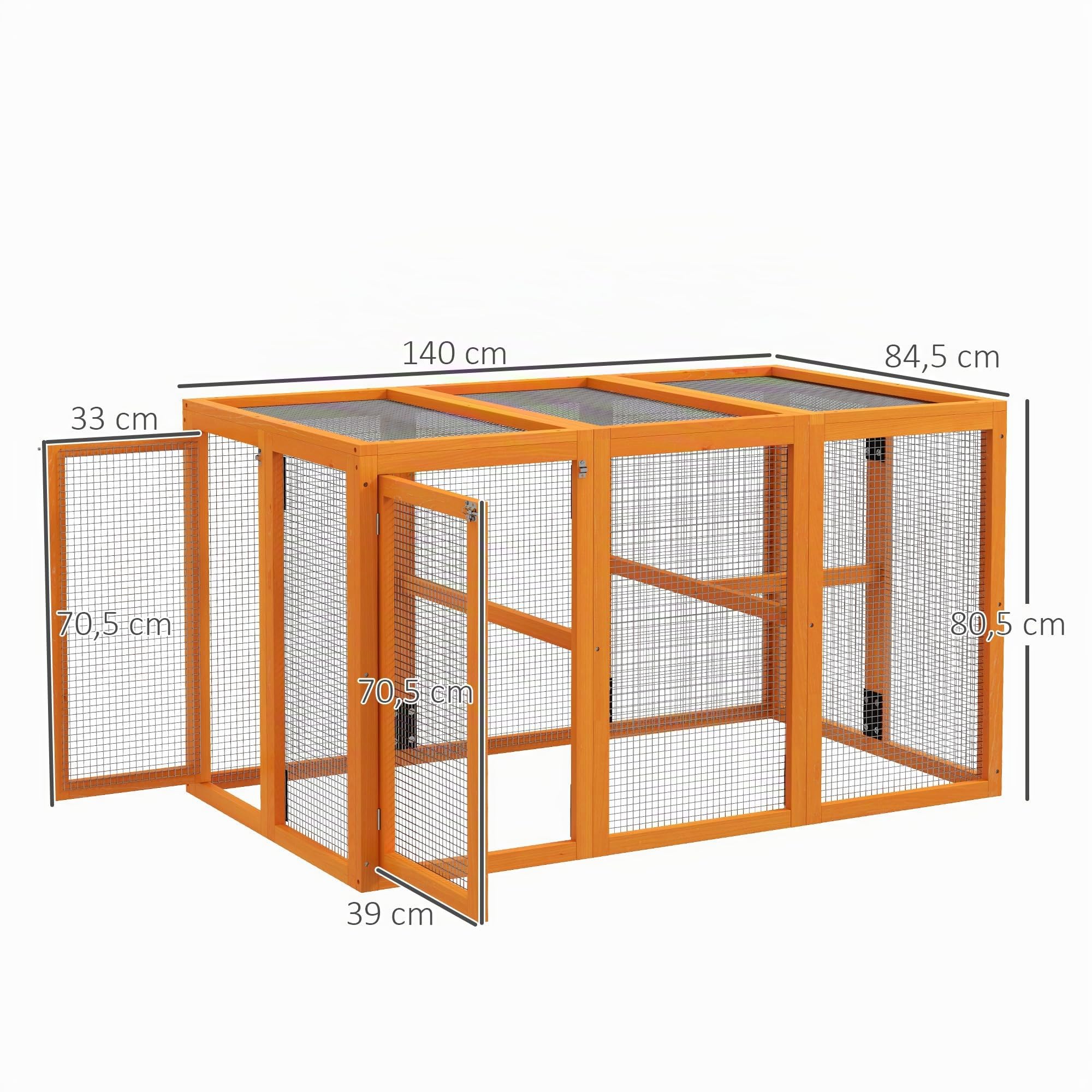 PawHut Hühnerstall Freilaufgehege für Hühner 140 x 84,5 x 80,5 cm Orange