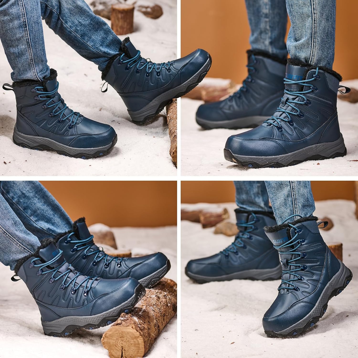 Snow Boots for Men Waterproof Mid Calf Winter Hiking Boot Durable Warm Fur Lined Boot Non-Slip Warm Climbing Shoes - Image 2