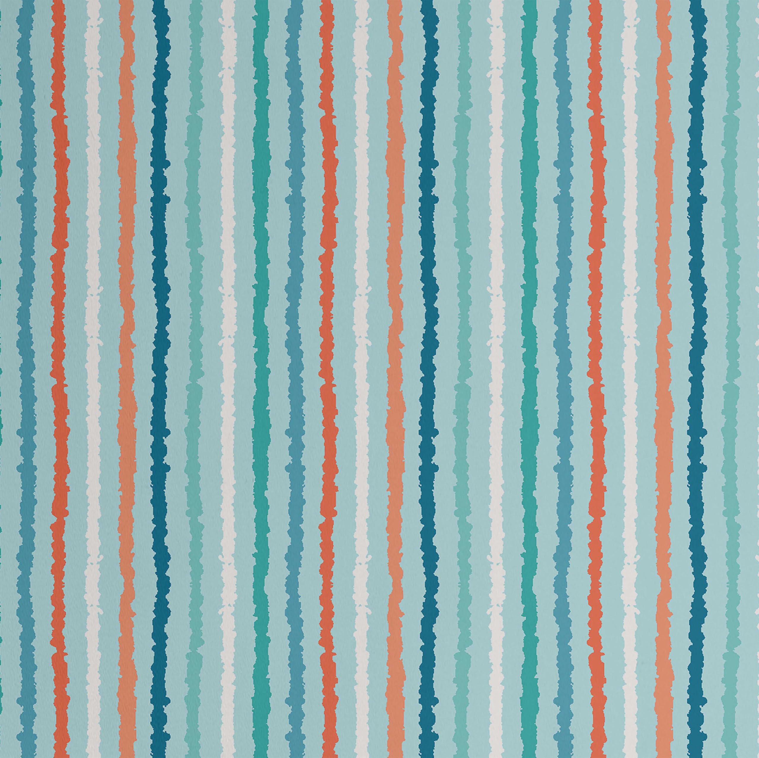 Papel tapiz autoadhesivo S4Sassy con estampado de rayas azules 25" x 240"