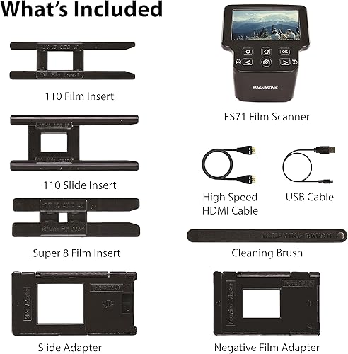 Miniatura 9 de Magnasonic Escáner de película todo en uno de 24 MP con pantalla grande de 5 pulgadas y HDMI, convierte películas de 1.378 in126110Super 8 y