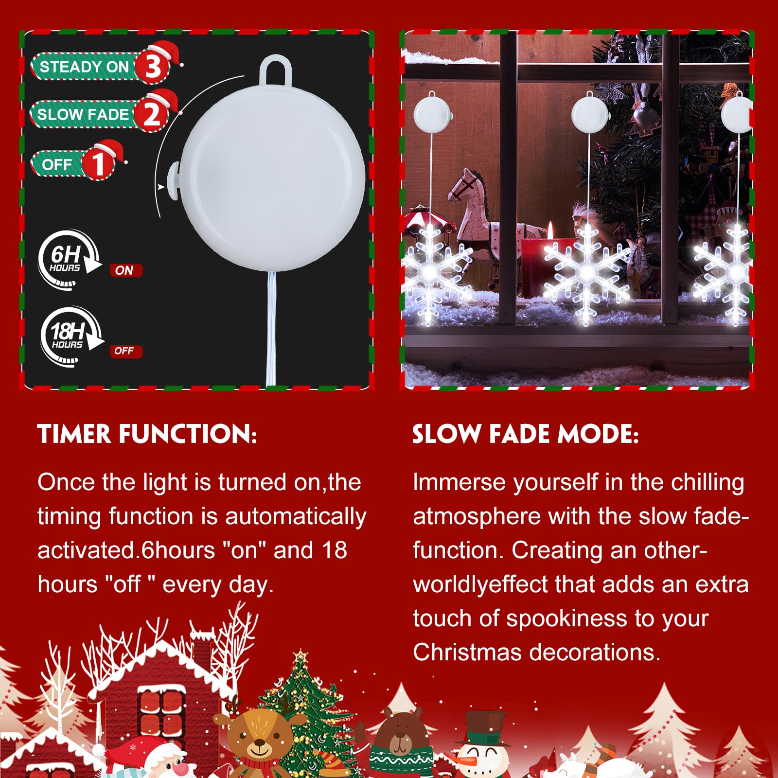 Lot De 5 Guirlandes Lumineuses à Piles Forme Flocons/étoiles - 50 LED - Minuterie 6h - Pour Noël, Décoration Intérieure