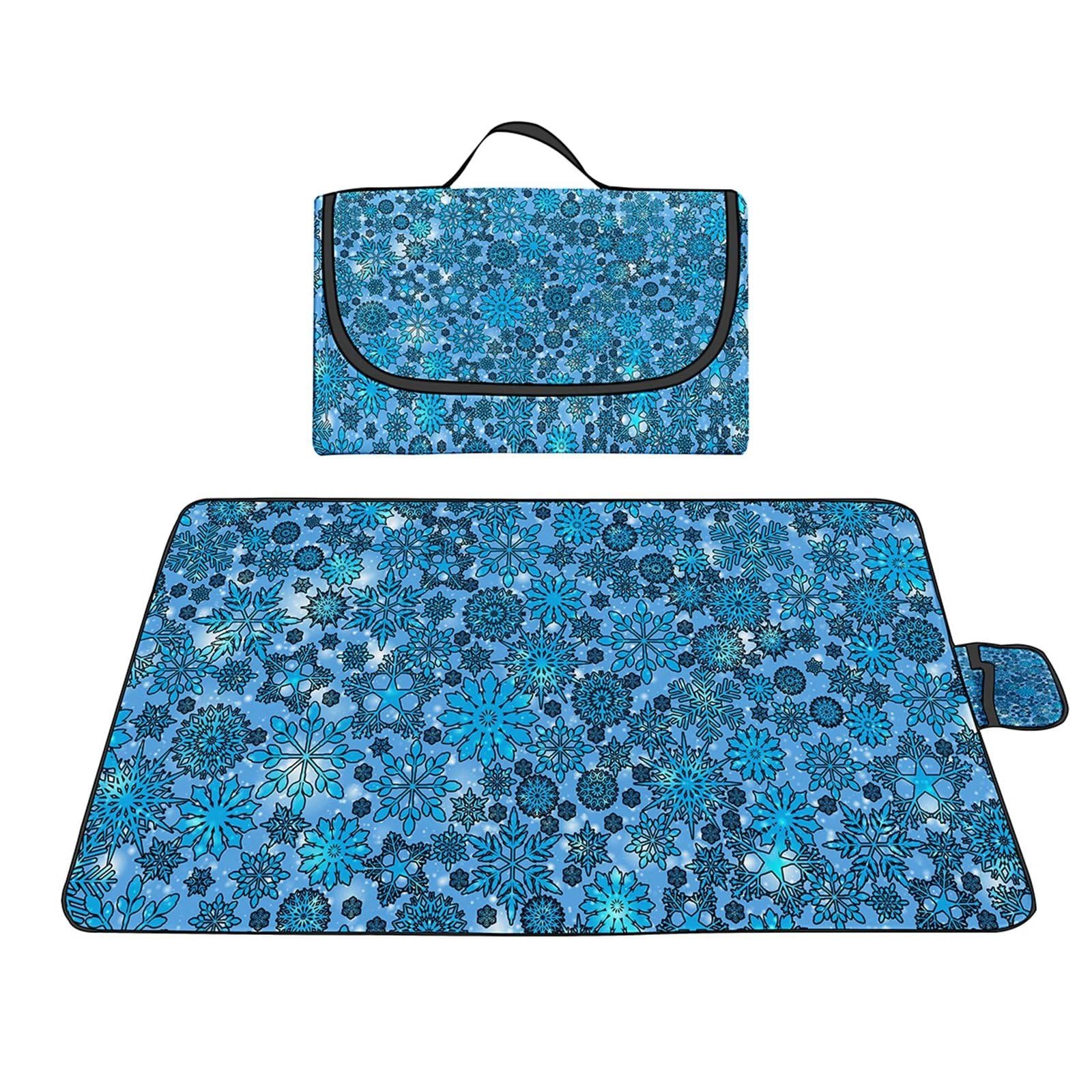 Coperta da Picnic Fiori blu,100x150cm,Grande XXL Picnic Blanket,con Parte Inferiore Impermeabile Tappetino Spiaggia Isolata Pieghevole per Spiaggia,Campeggio,Esterno,Parco,Giardino