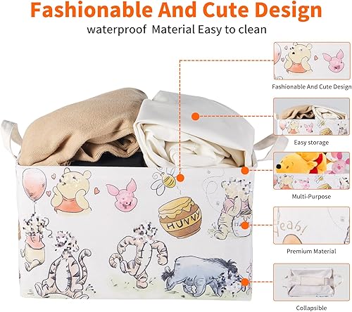 Miniatura 2 de Cesta de almacenamiento de osos, cesta grande de lona plegable con revestimiento de polietileno impermeable, para niños y niñas, baño, dormitorio