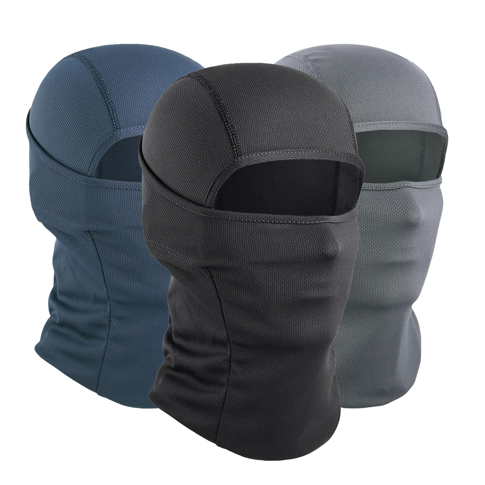 AXBXCX 3 Pieces Balaclava Face Mask Men Women, Breathable Ski Mask Full Face Mask Summer for Motorcycle Fishing Skiing Black+Grey+Blue
