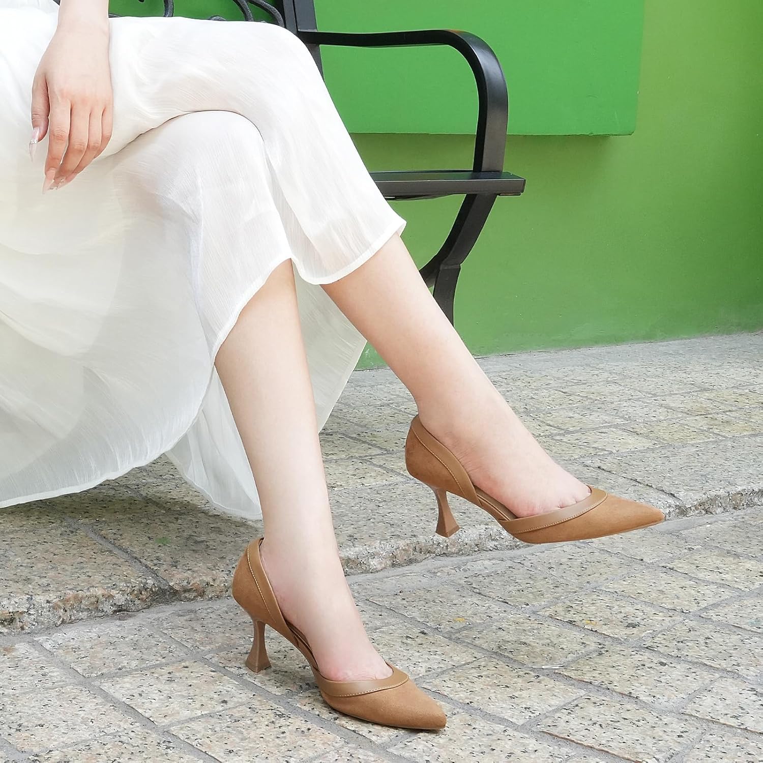 JENN ARDOR Women's Pumps Low Heels Pointed Closed Toe Kitten Dress Shoes for Women Comfortable Stiletto Heeled Sandals Classic Wedding Party D'Orsay Work Pumps - Image 2